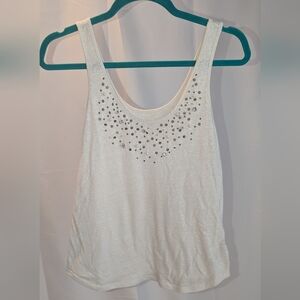 Arizona Jean Company Cream Embellished Tank Top